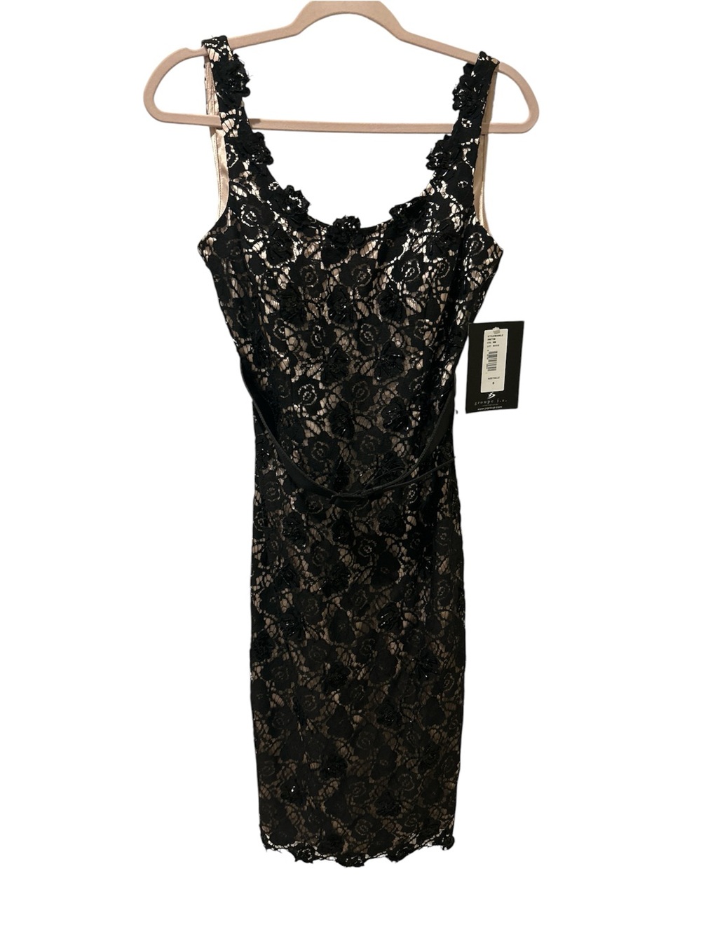 JS Boutique Black Lace Midi Dress with Nude Lining